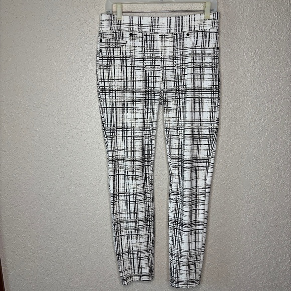 Liverpool Jean Company White Black Abstract Print Pull On Pants Women's Size 8 - Picture 1 of 13
